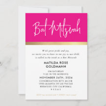 BAT MITZVAH ultra trendy modernes rosa schwarzes G