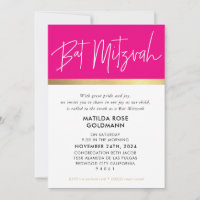 BAT MITZVAH ultra trendy modernes rosa schwarzes G