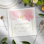 Bat Mitzvah Watercolor Napkins | Abstrakt rosa Serviette<br><div class="desc">Treten Sie dem Zauber der Tradition und des Stils mit unseren "Pink Watercolor" Mitzvah Bat Einladungen ein! Diese laden in sanften Farbtönen zum Verweilen ein und präsentieren Ihr ganz besonderes Ereignis mit Eleganz und Herz. Mit diesen künstlerischen Keepsakes, die die Gäste zu schätzen wissen, können Sie Ihre Feier noch verstärken....</div>