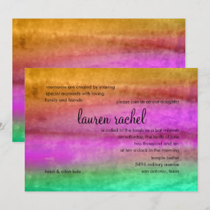 Bat Mitzvah Watercolor Streaks Einladung