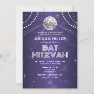 Bat Mitzwa Einladung Glow Party Disco Kugel