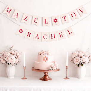 Bat Mitzwa Pink Rot Mazel Tov Mädchen Name 6 Buchs Wimpelkette