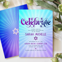 Bat Mitzwa Retro Boho Lila Blau Farbverlauf Bold
