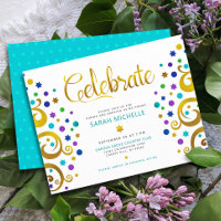 Bat Mitzwa Turquoise Goldfolie Baum des Lebens Bol