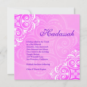 Bat-Mizwa-Einladung Hadassah Floral Rosa Lila Einladung