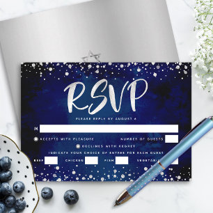 Bat Mizwa Marine Wasserfarbe Silber Schriftzug Ein RSVP Karte