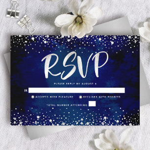 Bat Mizwa Navy Silber Glitter Schrift Wasserfarbe RSVP Karte