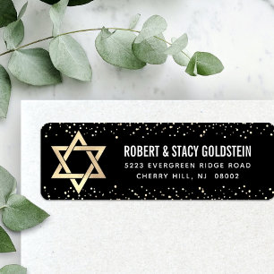 Bat Mizwa Schwarz Gold Glitter Fette Rücksendeadre