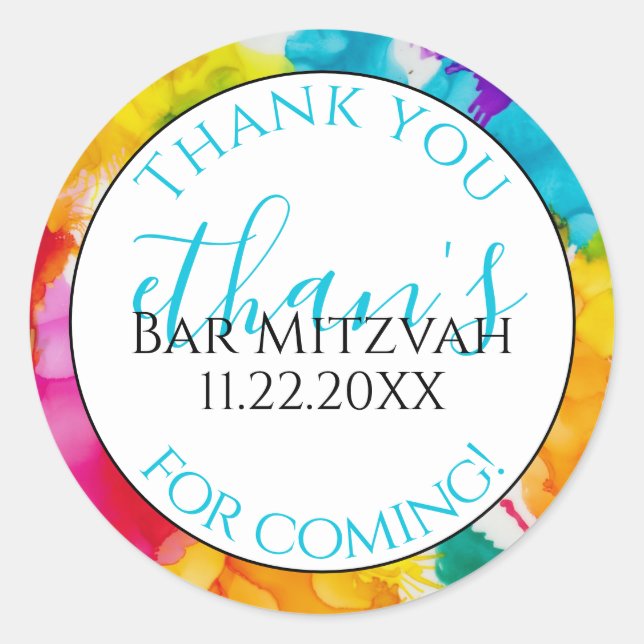 Bat oder Bar Mitzvah Ein kleiner Farbsticker Runder Aufkleber (Vorderseite)