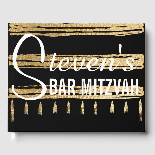 Bat oder Bar Mitzvah Party Gold Tallit Gästebuch (Vorderseite)