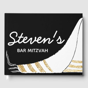 Bat ou Bar Mitzvah Party Black Gold Livre d'or