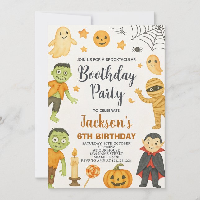 Bat Party Enfants Halloween Invitation anniversair (Devant)