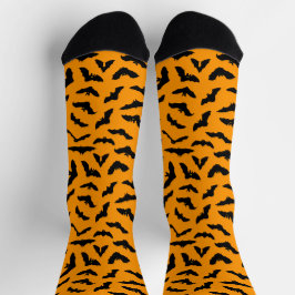 Bat Pattern Orange Halloween Socken
