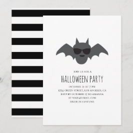 Bat. Schwarz-Weiß-Halloween-Party Einladung