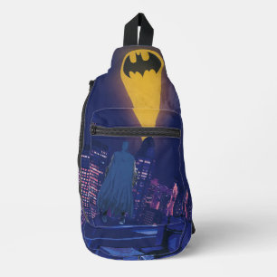 Bat Signal Over Gotham Crossbody Bag