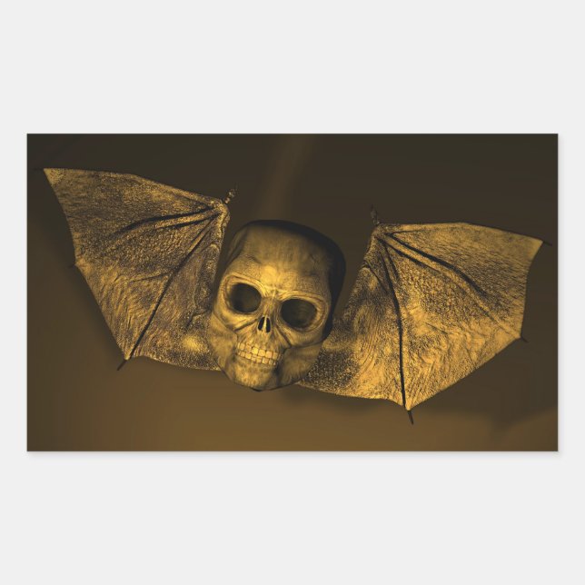 Bat Skull Rechteckiger Aufkleber (Vorderseite)