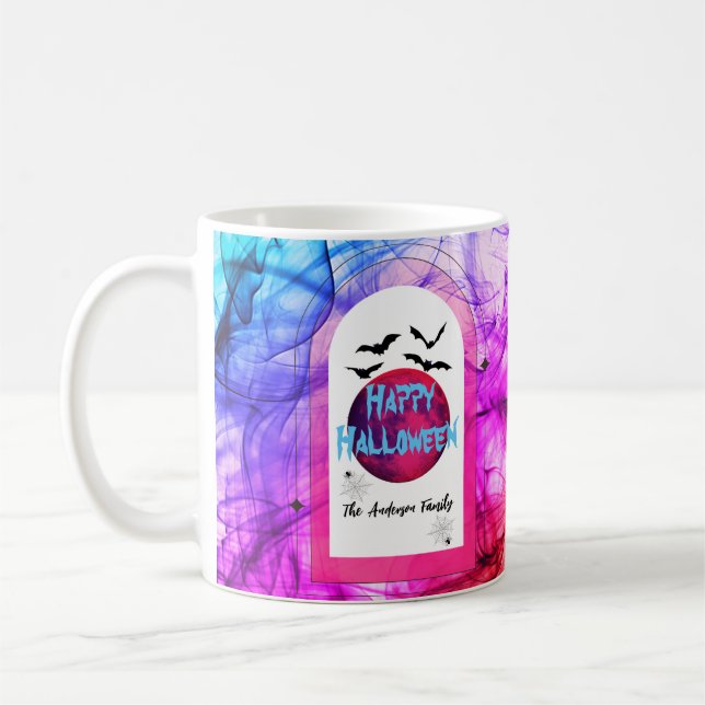 Bat & Spider Name farbenfroh Modernes glückliches  Kaffeetasse (Links)