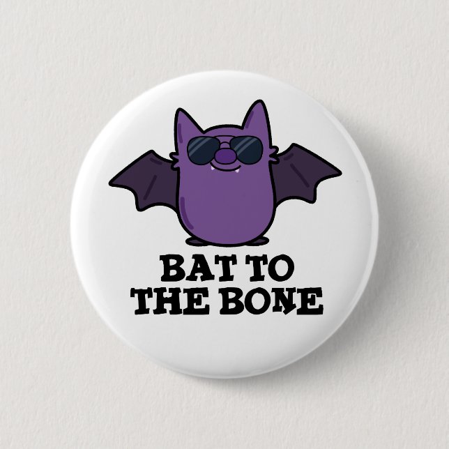 Bat to the Bone Funny Animal Puff Button (Vorderseite)