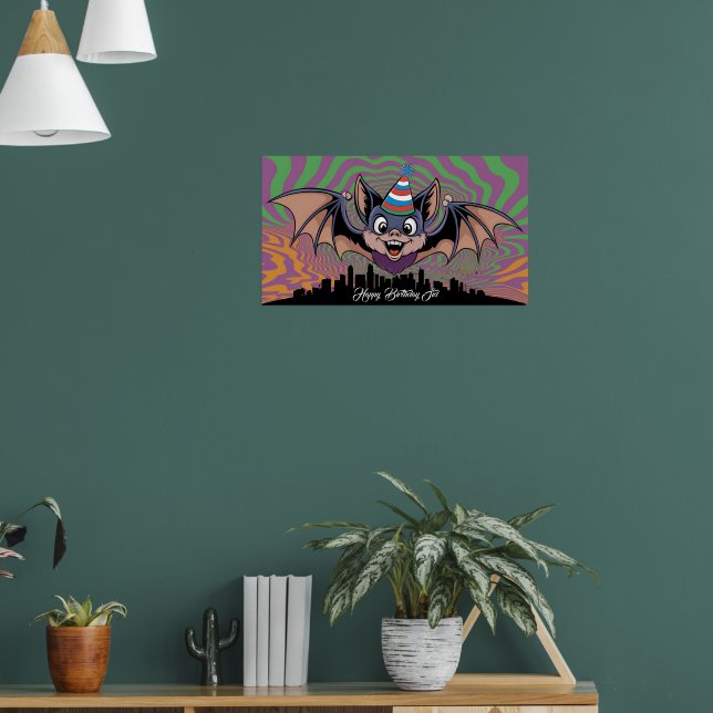 Bat über der psychedelischen Stadt Poster (Wohnzimmer 1)