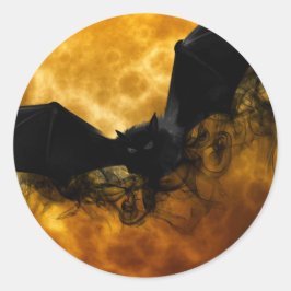 Bat und Ernte Mond fallen schwarz gelb elegant Runder Aufkleber