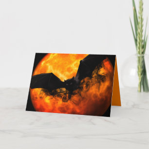 Bat und Ernte Mond fallen schwarz orange elegant Karte
