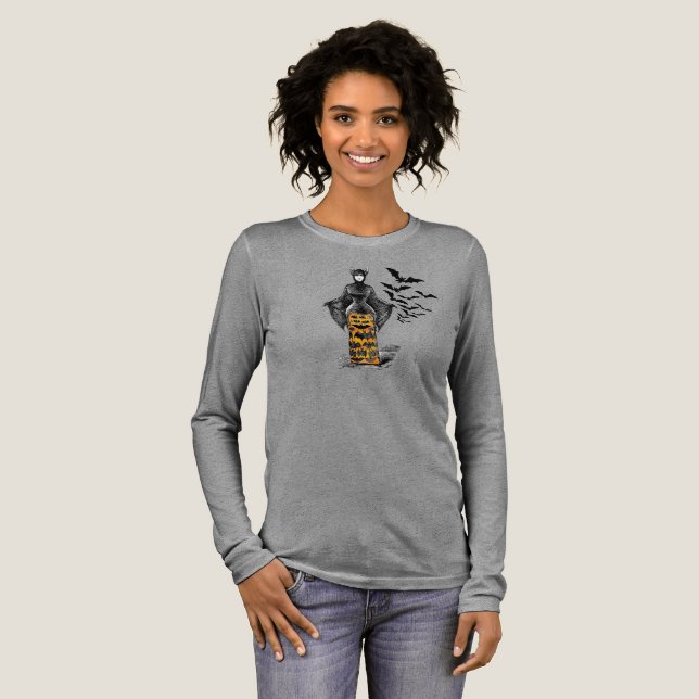 Bat viktorianisch lady Halloween t Shirt (Volle Vorderseite)