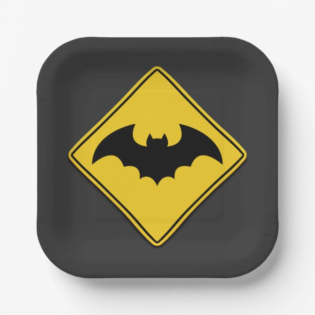 Bat Warn Halloween Pappteller (Vorderseite)