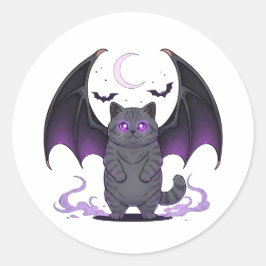 Bat Wing Brit - British Shorthair Cat Halloween Runder Aufkleber