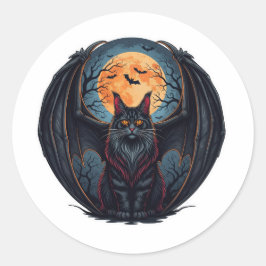 Bat Wing Coon - Maine Coon Halloween Runder Aufkleber