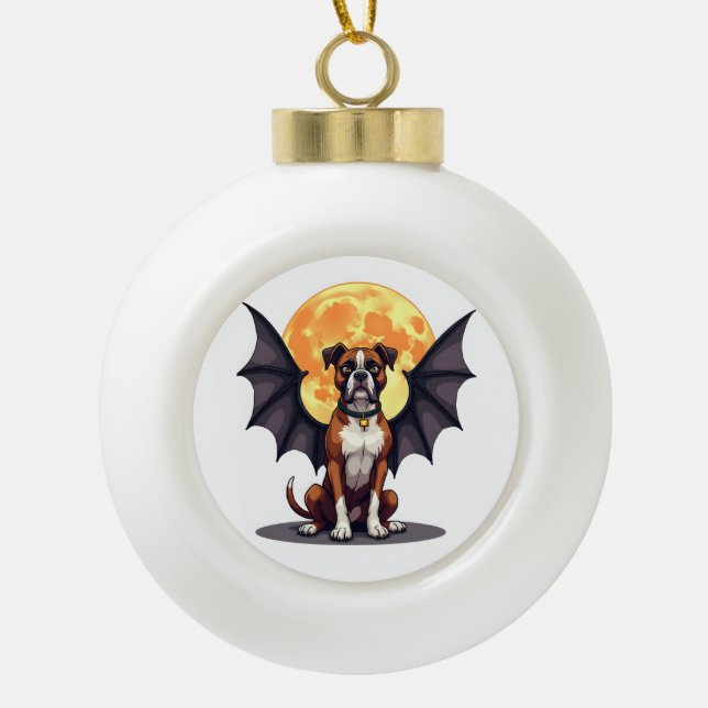 Bat Wings Boxer Keramik Kugel-Ornament (Vorderseite)
