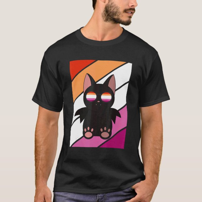 Bat With Pride Lesbian Flag LGBTQ Proud Ally Pride T-Shirt (Vorderseite)