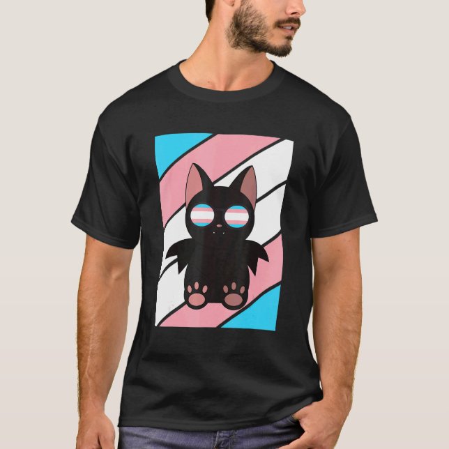 Bat With Pride Transgender Flag LGBTQ Proud Ally P T-Shirt (Vorderseite)