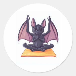 Bat Yoga Flow Runder Aufkleber