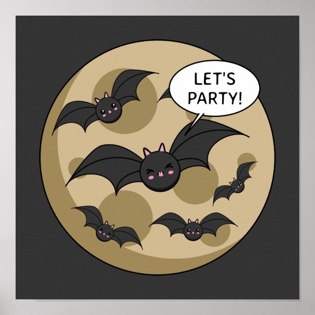 Batats Having Party on Full Moon Poster (Vorne)