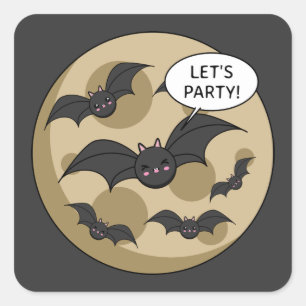 Batats Having Party on Full Moon Quadratischer Aufkleber