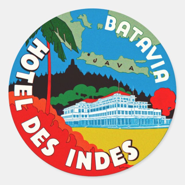 Batavia Hotel Des Indies Runder Aufkleber (Vorderseite)