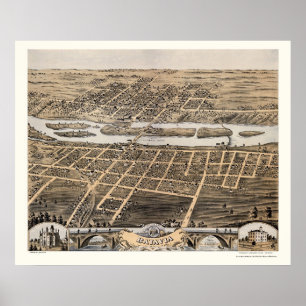 Batavia, IL Panorama Karte - 1869 Poster