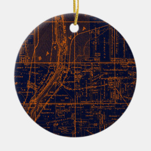 BATAVIA ILLINOIS 1871 MAP FOX RIVER VALLEY KERAMIKORNAMENT