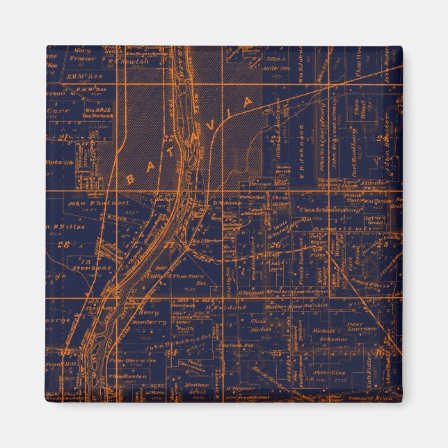 BATAVIA ILLINOIS 1871 MAP FOX RIVER VALLEY MAGNET (Vorne)