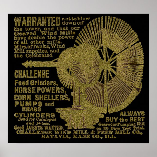Batavia Illinois Challenge Windmill 1889 Ad Poster (Vorne)