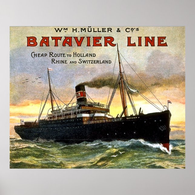 Batavier Line - Vintage Travel Poster (Vorne)