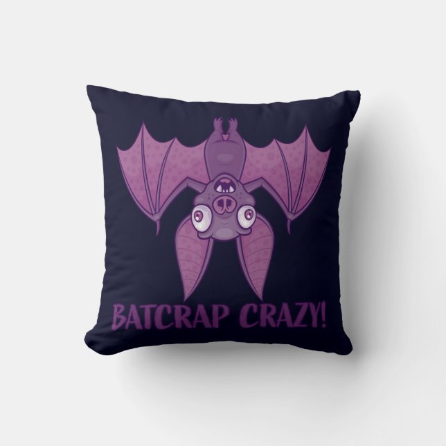 Batcrap Crazy Wacky Cartoon Bat Kissen (Vorderseite)