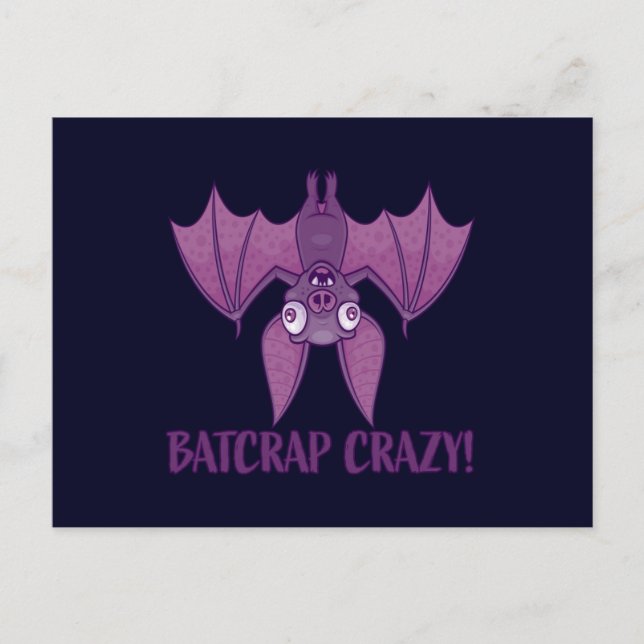 Batcrap Crazy Wacky Cartoon Bat Postkarte (Vorderseite)