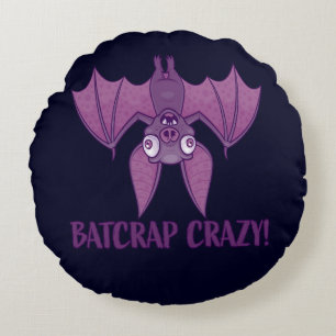 Batcrap Crazy Wacky Cartoon Bat Rundes Kissen