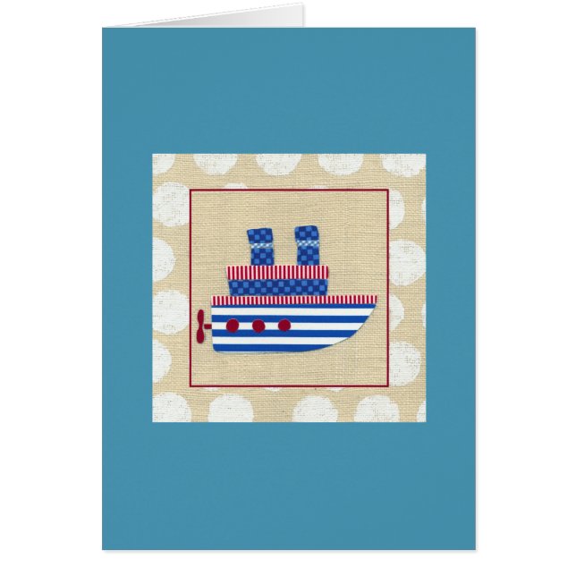 Bateau à vapeur avec hélice et cheminées bleues (Devant)