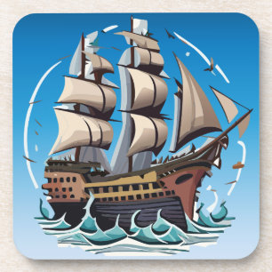 Bateau À Voile À Voile Sur Le Dessous de verre De 