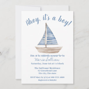 BATEAU À VOILE BÉBÉ GARÇON Douche Invitation