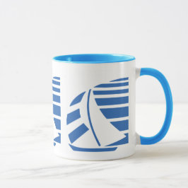 Bateau à voile bleu et blanc Mug