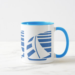 Bateau à voile bleu et blanc Mug