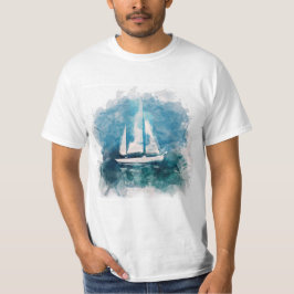 Bateau à voile dans le T-shirt de temps orageux